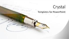 Presentation with fountain pen - Beautiful presentation theme featuring green fountain pen with obscured backdrop and a white colored foreground