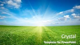  Presentation with field - Amazing PPT theme having green fresh grass under blue backdrop and a tawny brown colored foreground