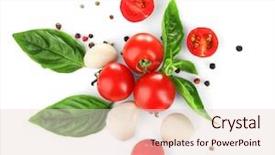  Presentation with mozzarella cheese - PPT theme featuring green fresh organic basil background and a lemonade colored foreground