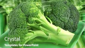  Presentation with fresh green broccoli - PPT theme consisting of green-fresh-raw-broccoli background and a tawny brown colored foreground