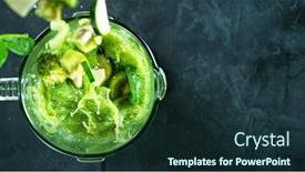  Presentation with healthy eating - PPT theme having green-fresh-smoothie-blended background and a wine colored foreground