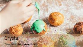  Presentation with foods - Theme having green frosting homemade delicious food background and a coral colored foreground