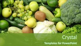  Presentation with guava fruits fresh green fruit - Audience pleasing presentation theme consisting of green fruits and vegetables background backdrop and a tawny brown colored foreground