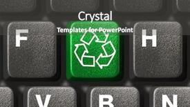  Presentation with recycling - Presentation theme having recycle icon button - computer keyboard with recycling symbol background and a dark gray colored foreground
