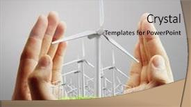  Presentation with green power - Presentation theme having green future - eco power wind turbines background and a light gray colored foreground