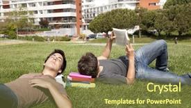  Presentation with young college student diagnosis of sti - Audience pleasing slides consisting of green future - two young students sleeping backdrop and a tawny brown colored foreground