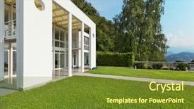  Presentation with green architecture - Theme featuring green garden of a white background and a tawny brown colored foreground