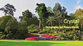  Presentation with beds - Colorful theme enhanced with green gardens - magnificent park with fountains statues backdrop and a tawny brown colored foreground