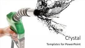  Presentation with finish strong - Audience pleasing PPT layouts consisting of green gas pump with strong backdrop and a white colored foreground