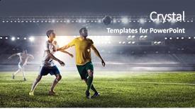  Presentation with football - Slides consisting of green gate - football hottest moments background and a gray colored foreground