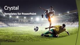  Presentation with brain and football - Amazing presentation theme having green gate - football hottest moments backdrop and a dark gray colored foreground