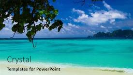  Presentation with green - Beautiful presentation theme featuring green-getaway-branches-overhanging backdrop and a teal colored foreground