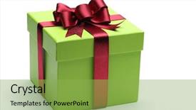  Presentation with ribbon green - Slide set consisting of green gift box with red background and a yellow colored foreground