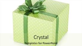  Presentation with ribbon green - PPT layouts having green gift box with ribbon background and a soft green colored foreground
