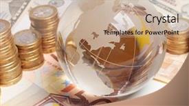  Presentation with green glass - Slide deck enhanced with green glass globe - money on the table background and a soft green colored foreground