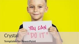  Presentation with hand holding earth - Presentation featuring green globe - woman's hand holding the earth background and a lemonade colored foreground