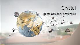  Presentation with connections - PPT theme enhanced with green globe earth - global connections concept mixed media background and a light gray colored foreground