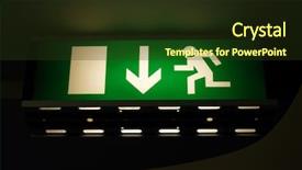  Presentation with emergency - Colorful slides enhanced with green glowing emergency exit sign backdrop and a tawny brown colored foreground