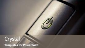  Presentation with power button - Amazing PPT theme having green glowing power button closeup backdrop and a  colored foreground