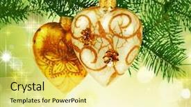  Presentation with green gold - Slides consisting of green gold - christmas decoration background and a blonde colored foreground