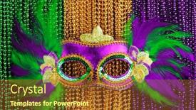  Presentation with purple gold - Beautiful PPT theme featuring purple mardi gras beads backdrop and a tawny brown colored foreground