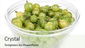  Presentation with gooseberry - PPT theme enhanced with green gooseberry in glass bowl isolated on white background and a soft green colored foreground