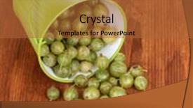  Presentation with gooseberry - Cool new presentation with green gooseberry in metal bucket on wooden background backdrop and a red colored foreground