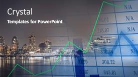  Presentation with global economy - Presentation design consisting of green-graphs-over-statistical-data background and a dark gray colored foreground
