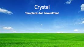  Presentation with plain clear navy blue blue and white cloudy - PPT theme featuring green grass - field and blue sky background and a cobalt blue colored foreground