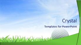  Presentation with sports golf - Amazing PPT layouts having green grass against blue sky backdrop and a sky blue colored foreground