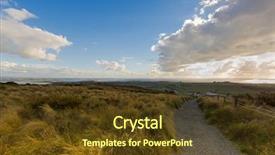  Presentation with green plug - PPT theme with green grass along summit circuit background and a tawny brown colored foreground