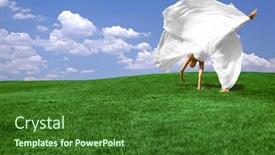  Presentation with free - Presentation design with green-grass-and-blue-sky background and a forest green colored foreground