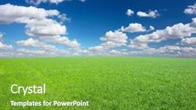  Presentation with blue green - Theme consisting of green grass and blue sky background and a tawny brown colored foreground