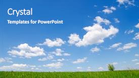  Presentation with frames blue green - PPT theme featuring green grass and blue sky background and a teal colored foreground