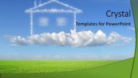  Presentation with green house - Cool new theme with green grass and dream house backdrop and a light blue colored foreground