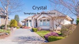  Presentation with green building design - Amazing PPT layouts having green grass and walkway lead backdrop and a  colored foreground