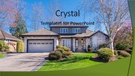  Presentation with green building design - PPT layouts with green grass and walkway lead background and a  colored foreground