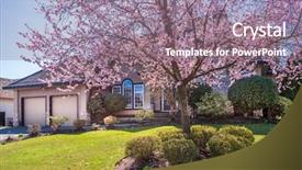  Presentation with green real estate - PPT layouts having green grass and walkway lead background and a  colored foreground