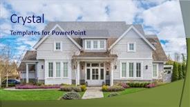  Presentation with green real estate - PPT theme with green grass and walkway lead background and a  colored foreground