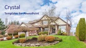  Presentation with green real estate - Presentation consisting of green grass and walkway lead background and a  colored foreground