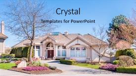  Presentation with green real estate - Presentation theme featuring green grass and walkway lead background and a  colored foreground