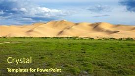  Presentation with mongolia gobi - Theme enhanced with green-grass-and-water background and a tawny brown colored foreground