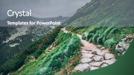  Presentation with green beauty - Slide deck featuring green grass covered hillside background and a gray colored foreground