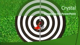  Presentation with hit target - Beautiful PPT theme featuring green grass darts hit target backdrop and a forest green colored foreground