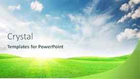  Presentation with bright - Colorful slide deck enhanced with green-grass-field-and-blue backdrop and a sky blue colored foreground