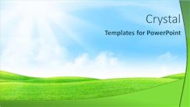  Presentation with blue green - Presentation design with green-grass-field-and-blue background and a light blue colored foreground