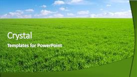  Presentation with blue green - Colorful presentation theme enhanced with green grass field and bright backdrop and a tawny brown colored foreground