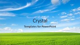  Presentation with green pastures - Slide set consisting of green grass field and bright background and a light blue colored foreground