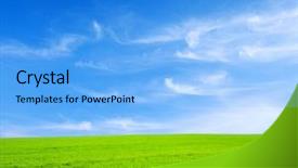  Presentation with blue and yellow green - Cool new theme with green grass field and bright backdrop and a  colored foreground