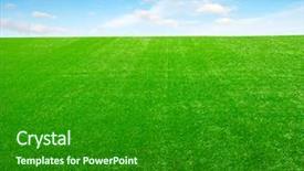  Presentation with subtle blue green - PPT theme consisting of green grass field and bright background and a  colored foreground